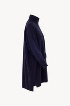 Dolcevita Maxi con Tasca in Puro Cashmere Notte