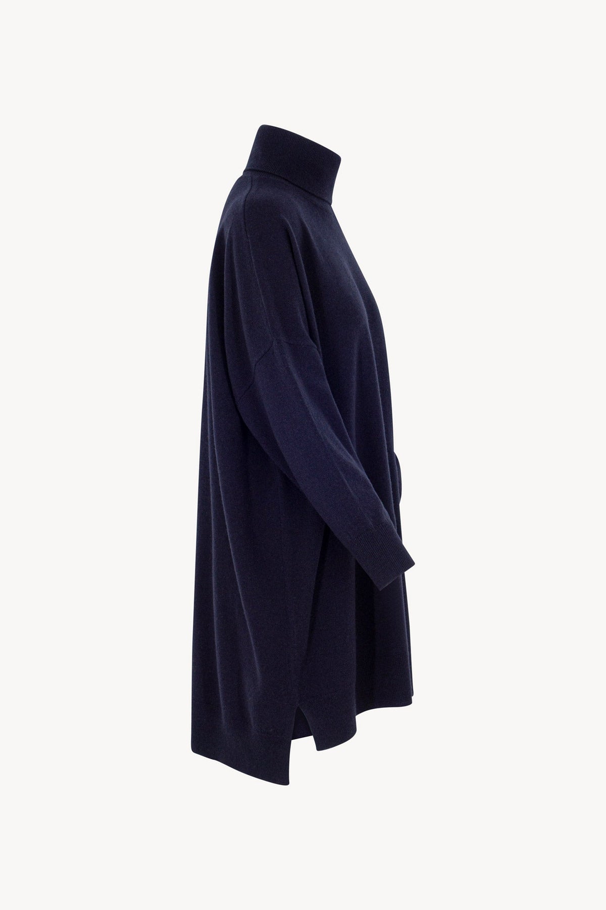 Dolcevita Maxi con Tasca in Puro Cashmere Notte