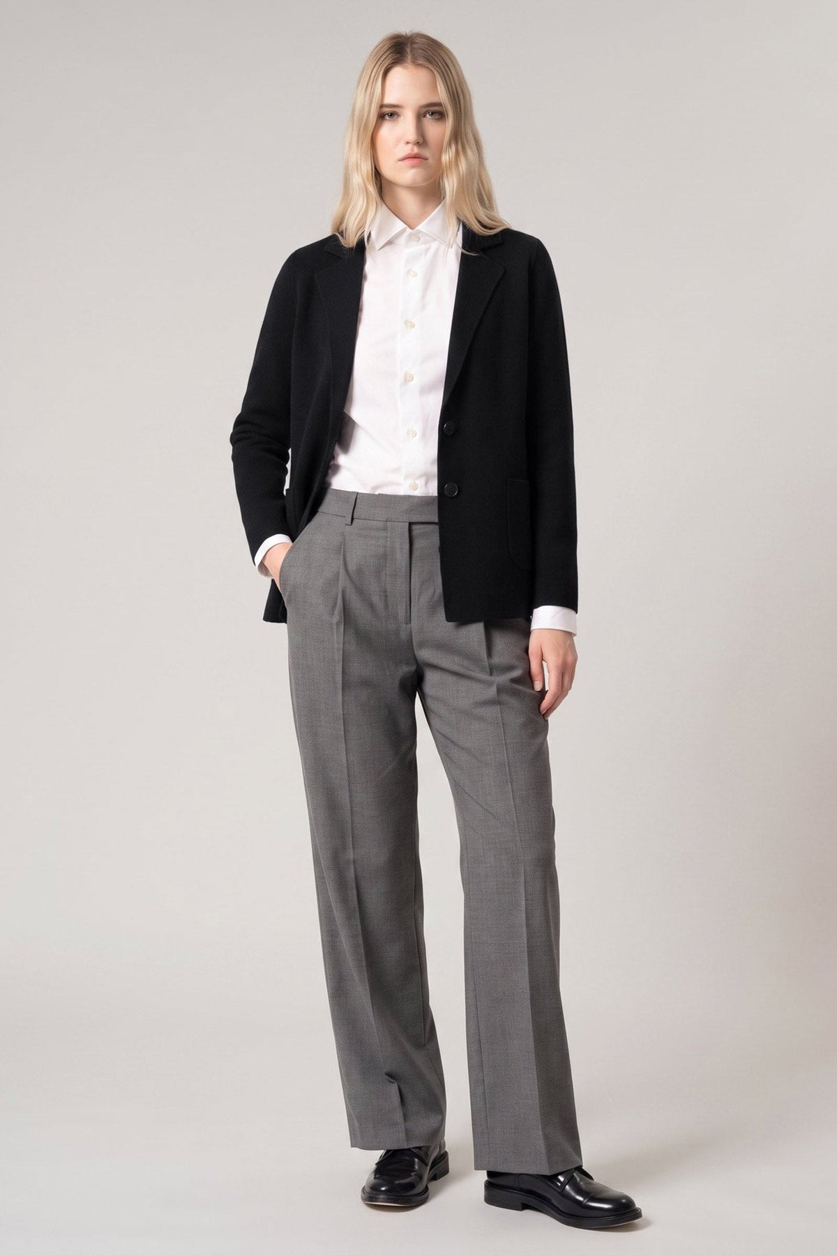 Blazer in Punto Stoffa in Puro Cashmere Nero