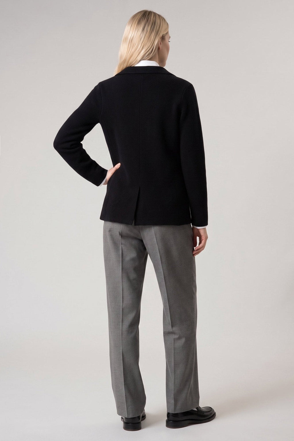 Blazer in Punto Stoffa in Puro Cashmere Nero