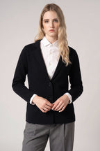 Blazer in Punto Stoffa in Puro Cashmere Nero