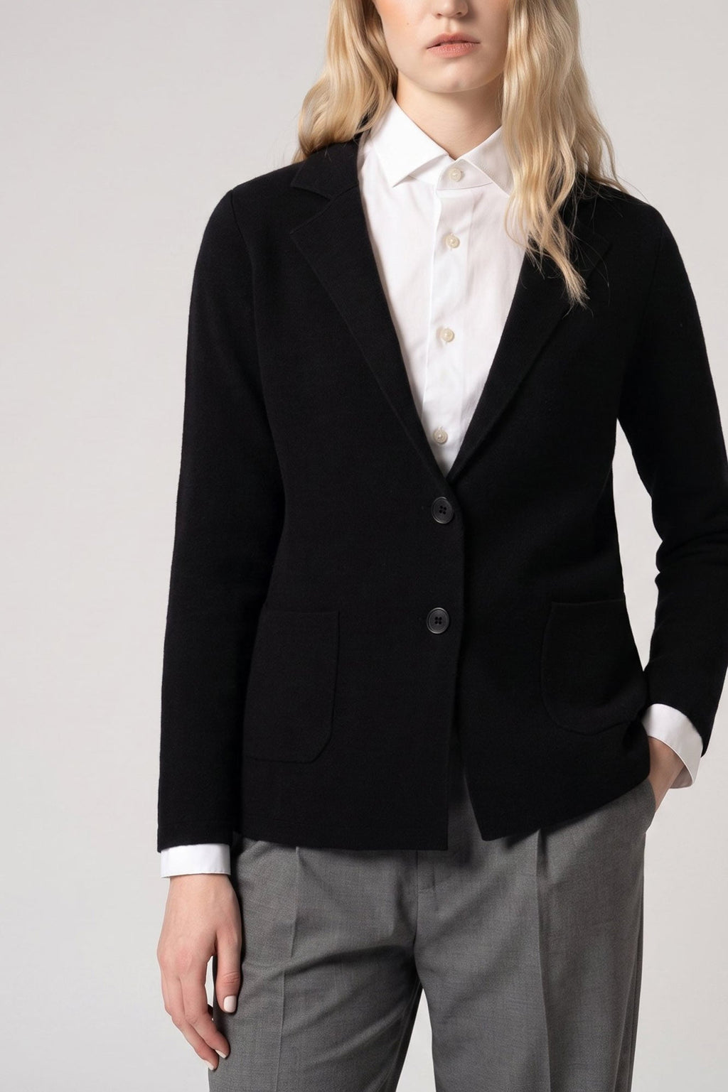 Blazer in Punto Stoffa in Puro Cashmere Nero