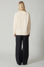 Cardigan Scollo a V in Puro Cashmere Latte
