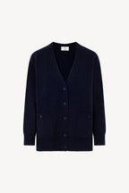 Cardigan Scollo a V in Puro Cashmere Notte