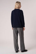 Cardigan Scollo a V in Puro Cashmere Notte