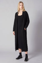 Cappotto a Trecce in Puro Cashmere Nero