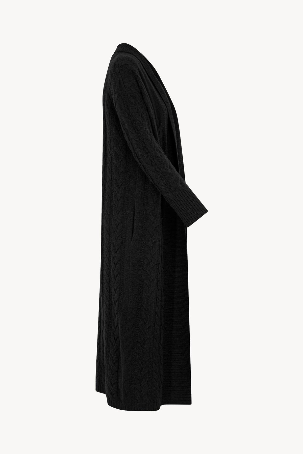 Cappotto a Trecce in Puro Cashmere Nero