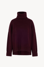 Maglia 8 fili con Collo ad Anello in Puro Cashmere Acero
