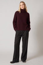 Maglia 8 fili con Collo ad Anello in Puro Cashmere Acero