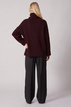 Maglia 8 fili con Collo ad Anello in Puro Cashmere Acero