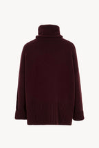 Maglia 8 fili con Collo ad Anello in Puro Cashmere Acero