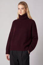 Maglia 8 fili con Collo ad Anello in Puro Cashmere Acero