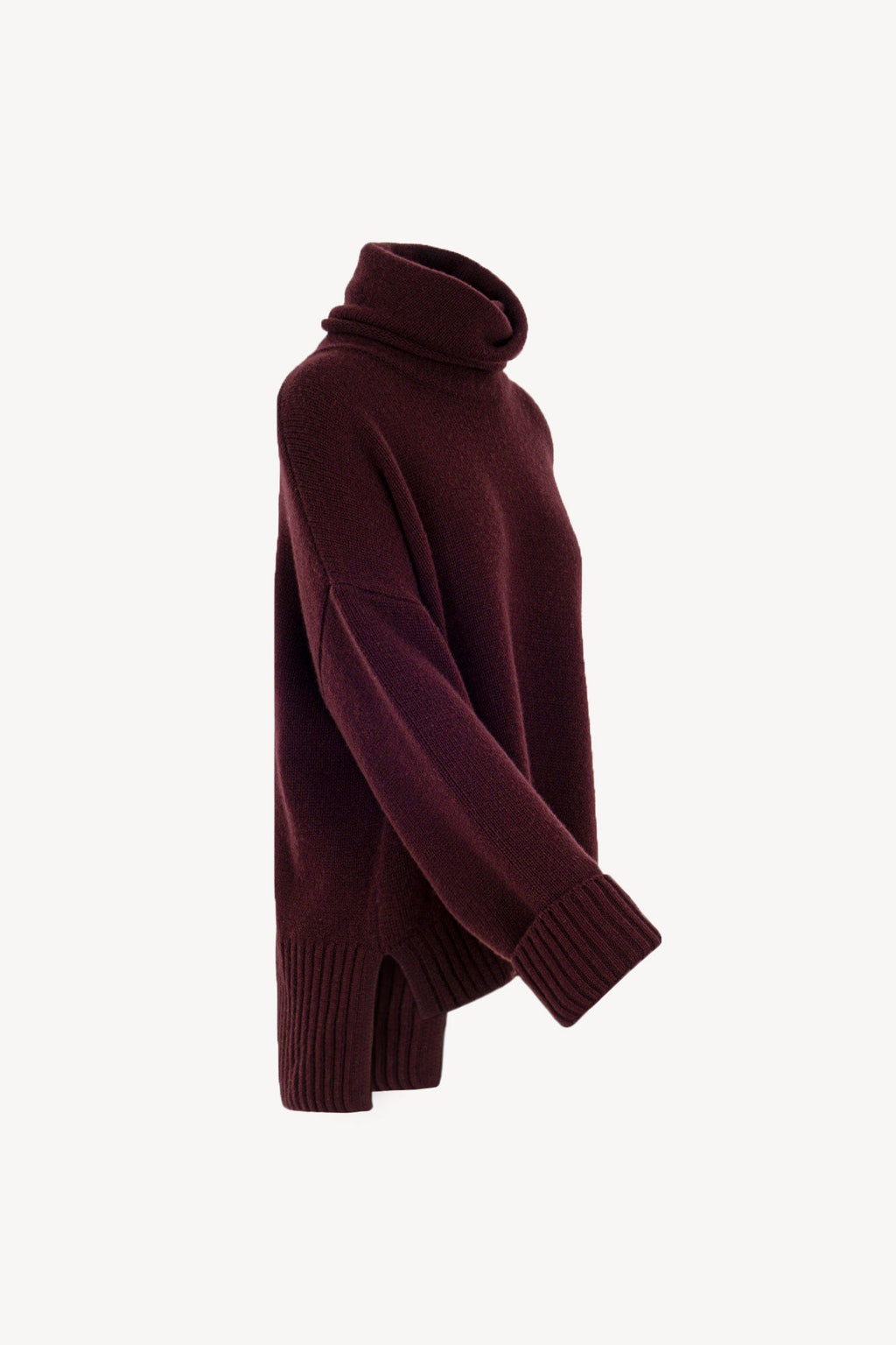 Maglia 8 fili con Collo ad Anello in Puro Cashmere Acero