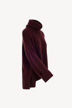 Maglia 8 fili con Collo ad Anello in Puro Cashmere Acero