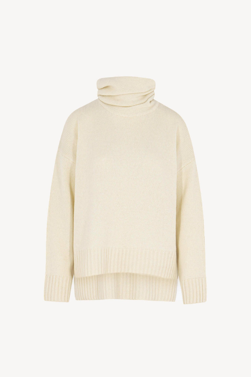 Maglia 8 fili con Collo ad Anello in Puro Cashmere Latte