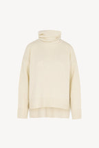 Maglia 8 fili con Collo ad Anello in Puro Cashmere Latte