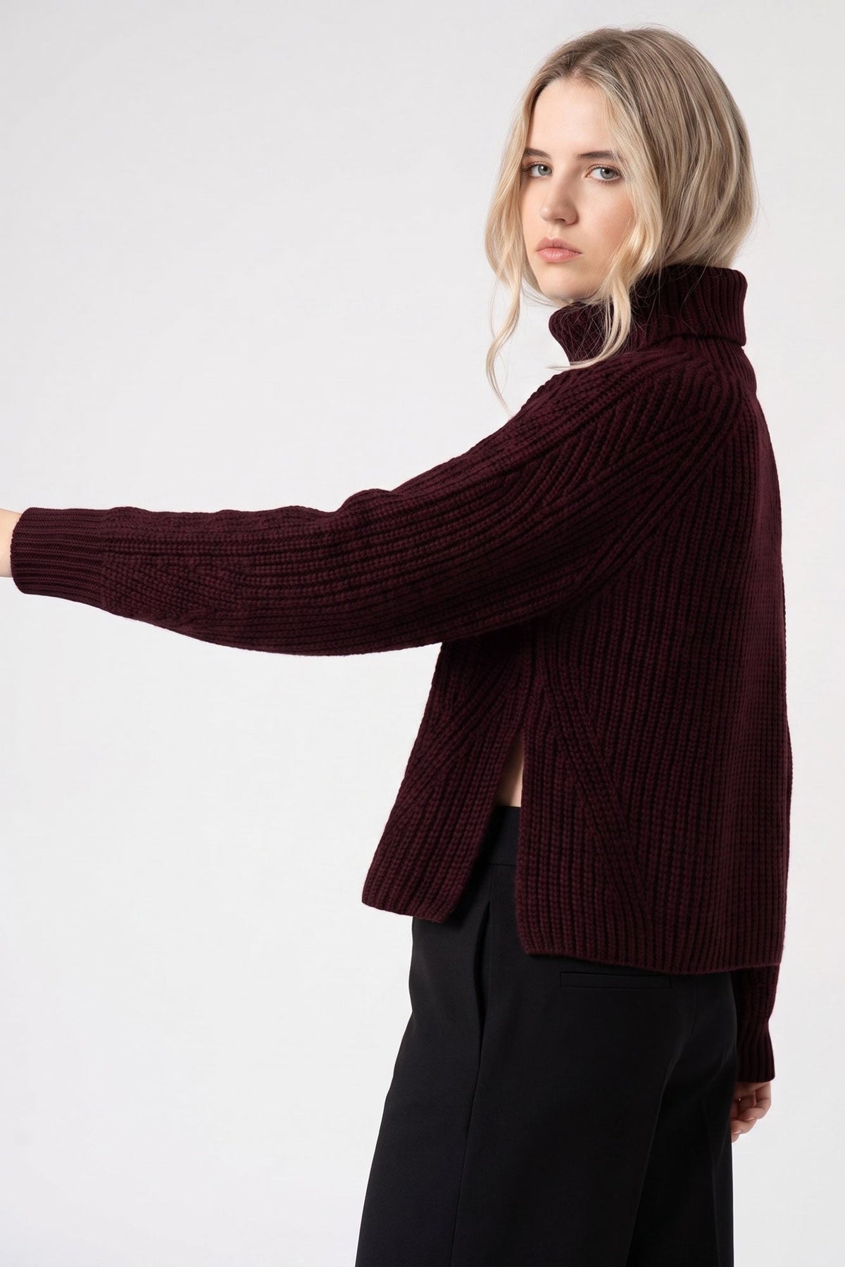 Dolcevita a Costa Inglese in Puro Cashmere Acero