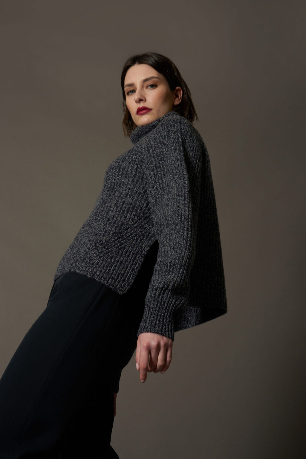 Dolcevita a Coste in Puro Cashmere Moulinè Acero