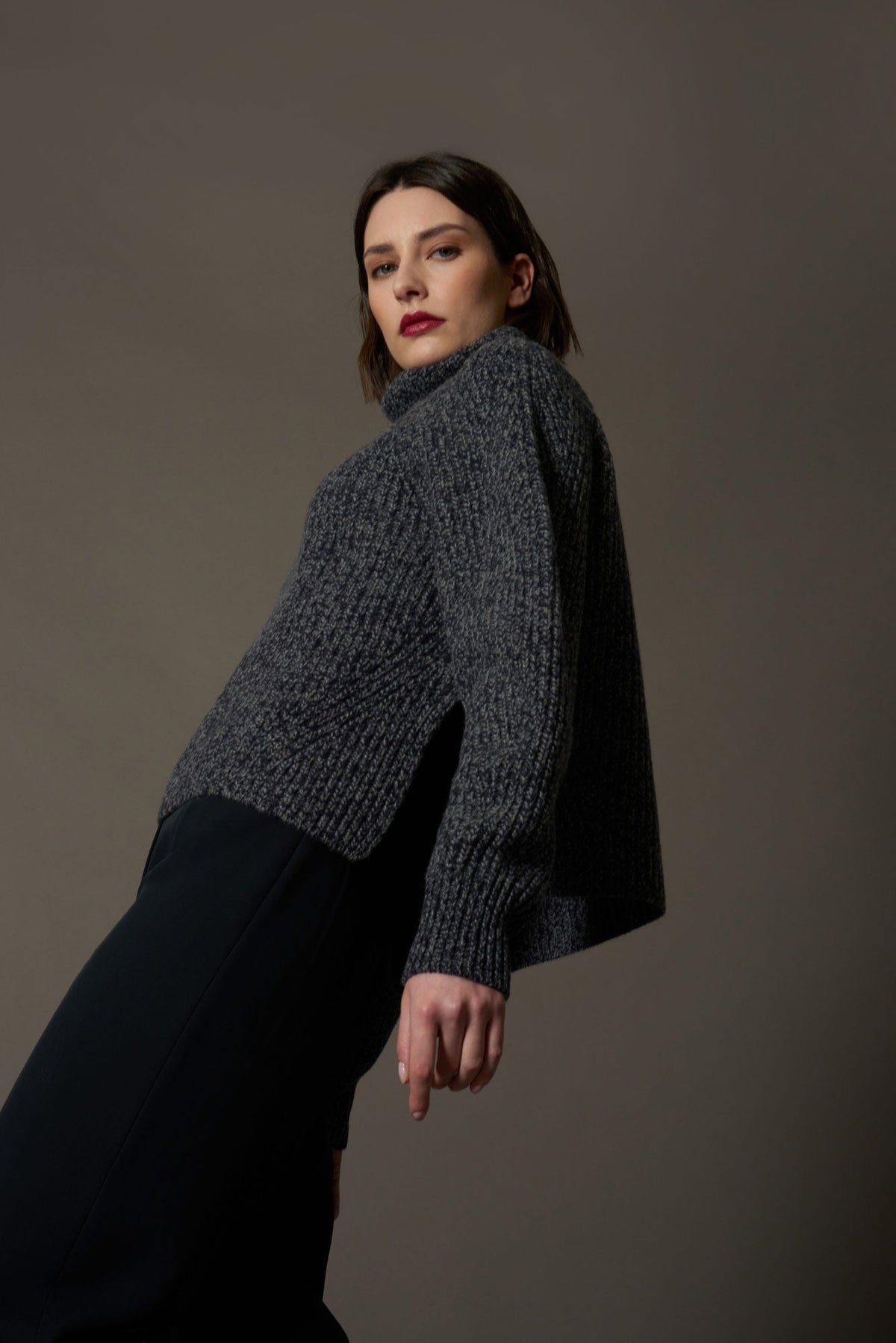 Dolcevita a Coste in Puro Cashmere Moulinè Acero