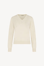 Maglia Scollo a V in Seta Cashmere Extrafine Avorio