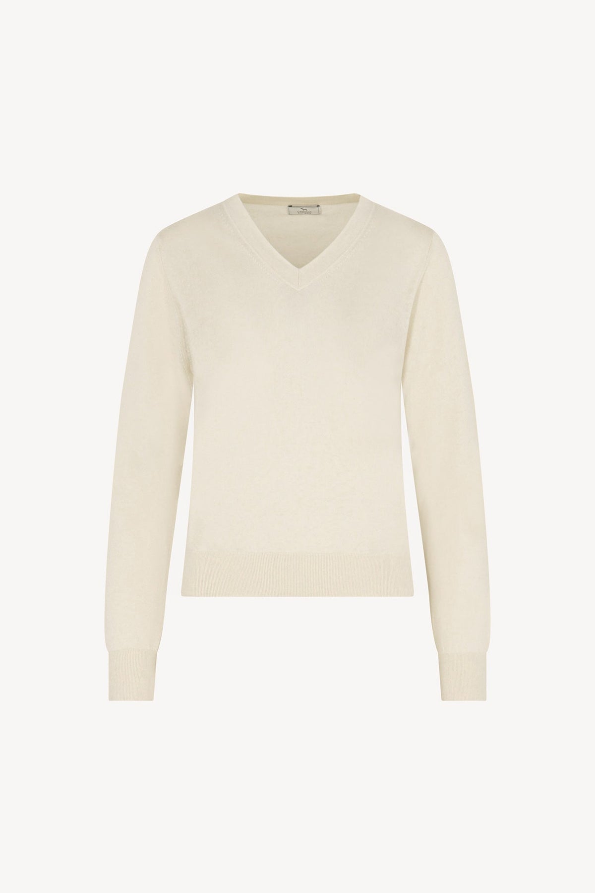 Maglia Scollo a V in Seta Cashmere Extrafine Avorio