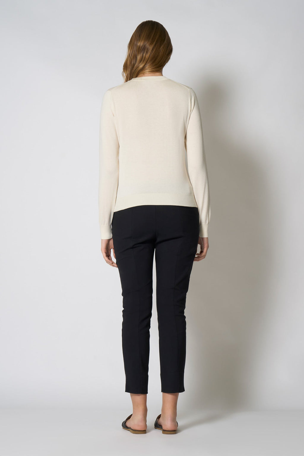 Maglia Scollo a V in Seta Cashmere Extrafine Avorio