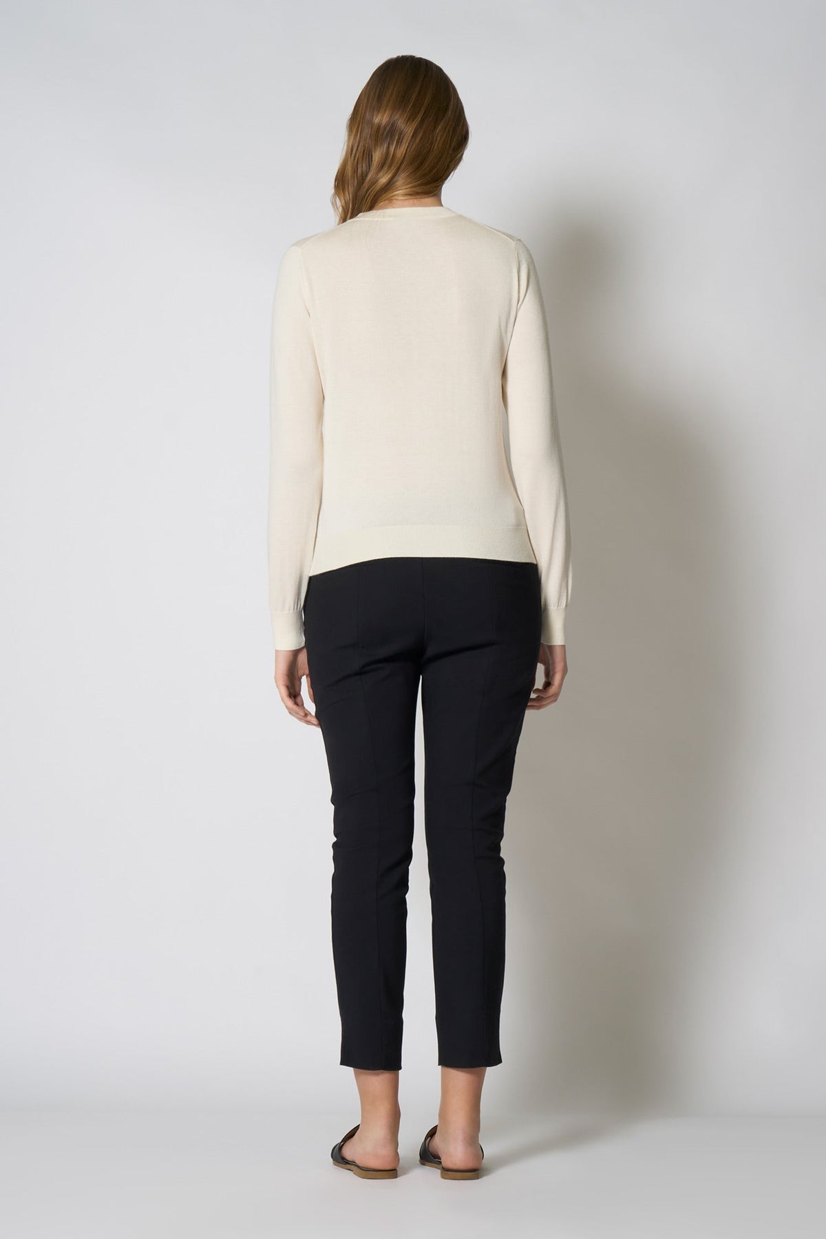 Maglia Scollo a V in Seta Cashmere Extrafine Avorio