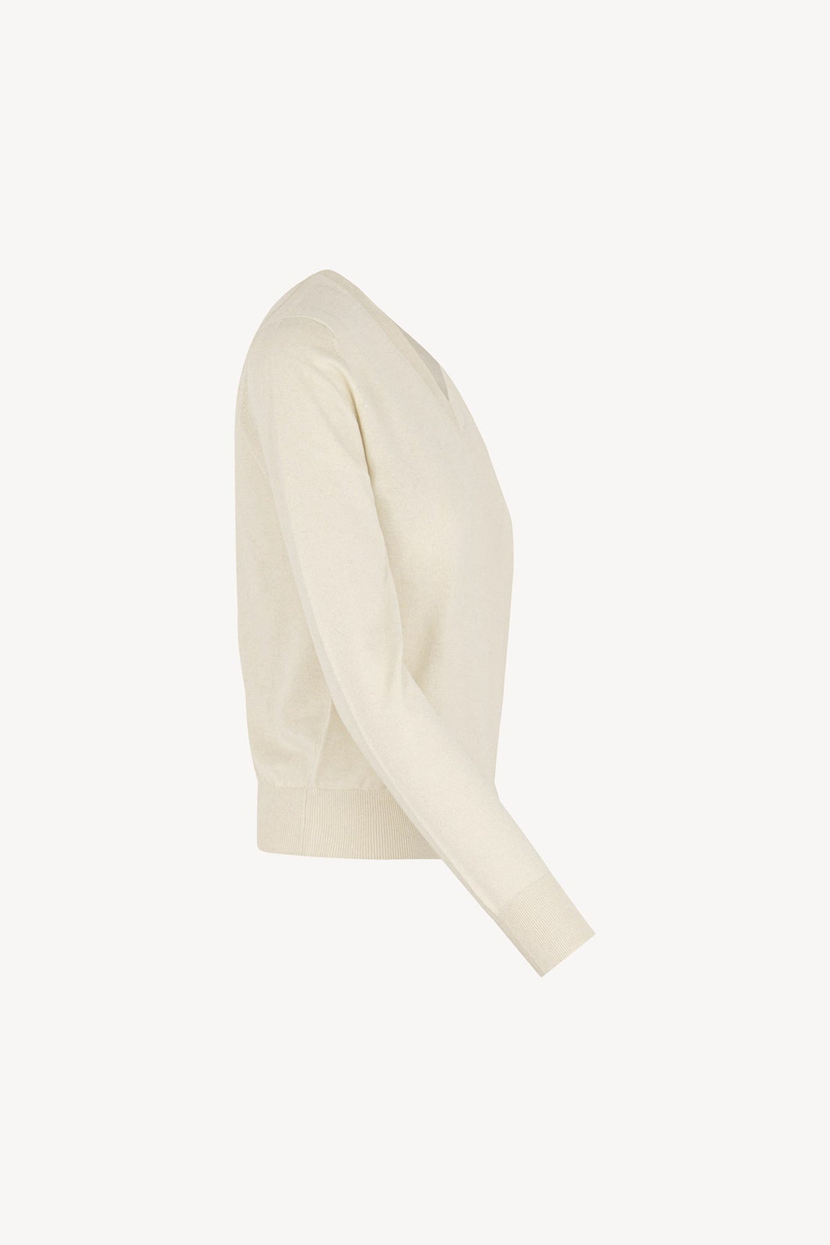 Maglia Scollo a V in Seta Cashmere Extrafine Avorio