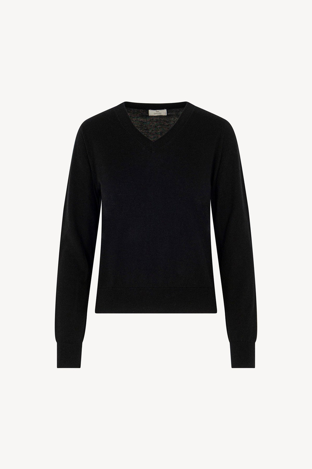 Maglia Scollo a V in Seta Cashmere Extrafine Nero