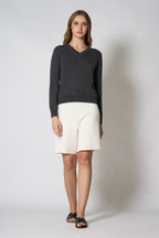 Maglia Scollo a V in Seta Cashmere Extrafine Grigio