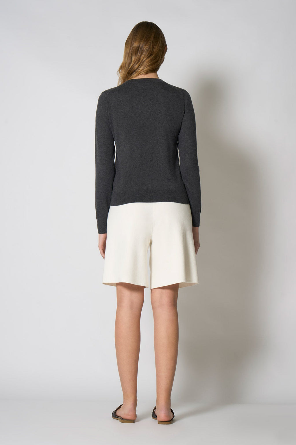 Maglia Scollo a V in Seta Cashmere Extrafine Grigio