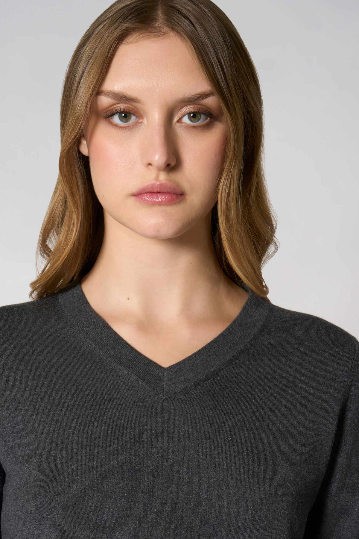 Maglia Scollo a V in Seta Cashmere Extrafine Grigio