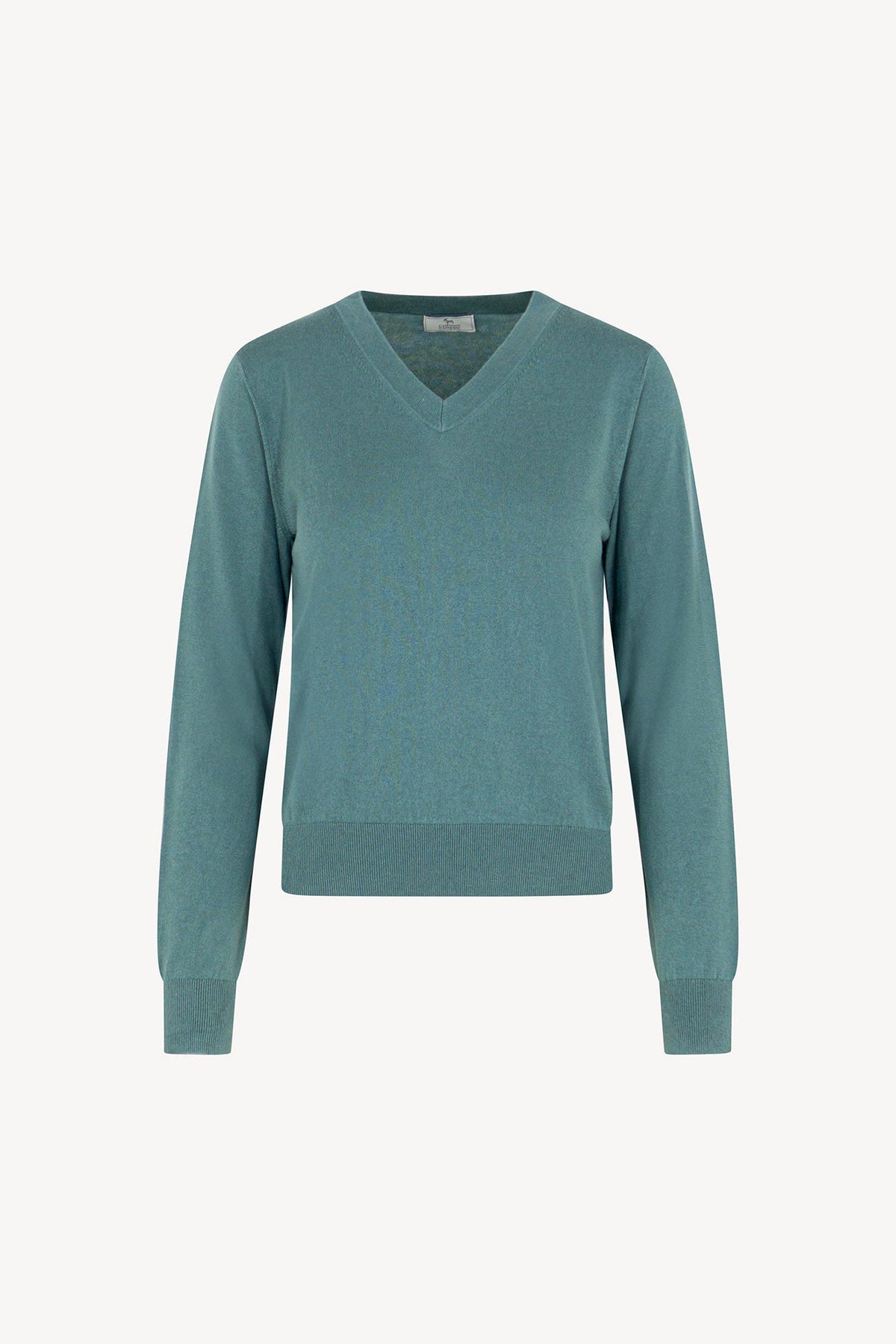 Maglia Scollo a V in Seta Cashmere Extrafine Lichene