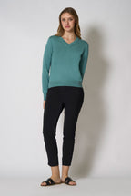 Maglia Scollo a V in Seta Cashmere Extrafine Lichene