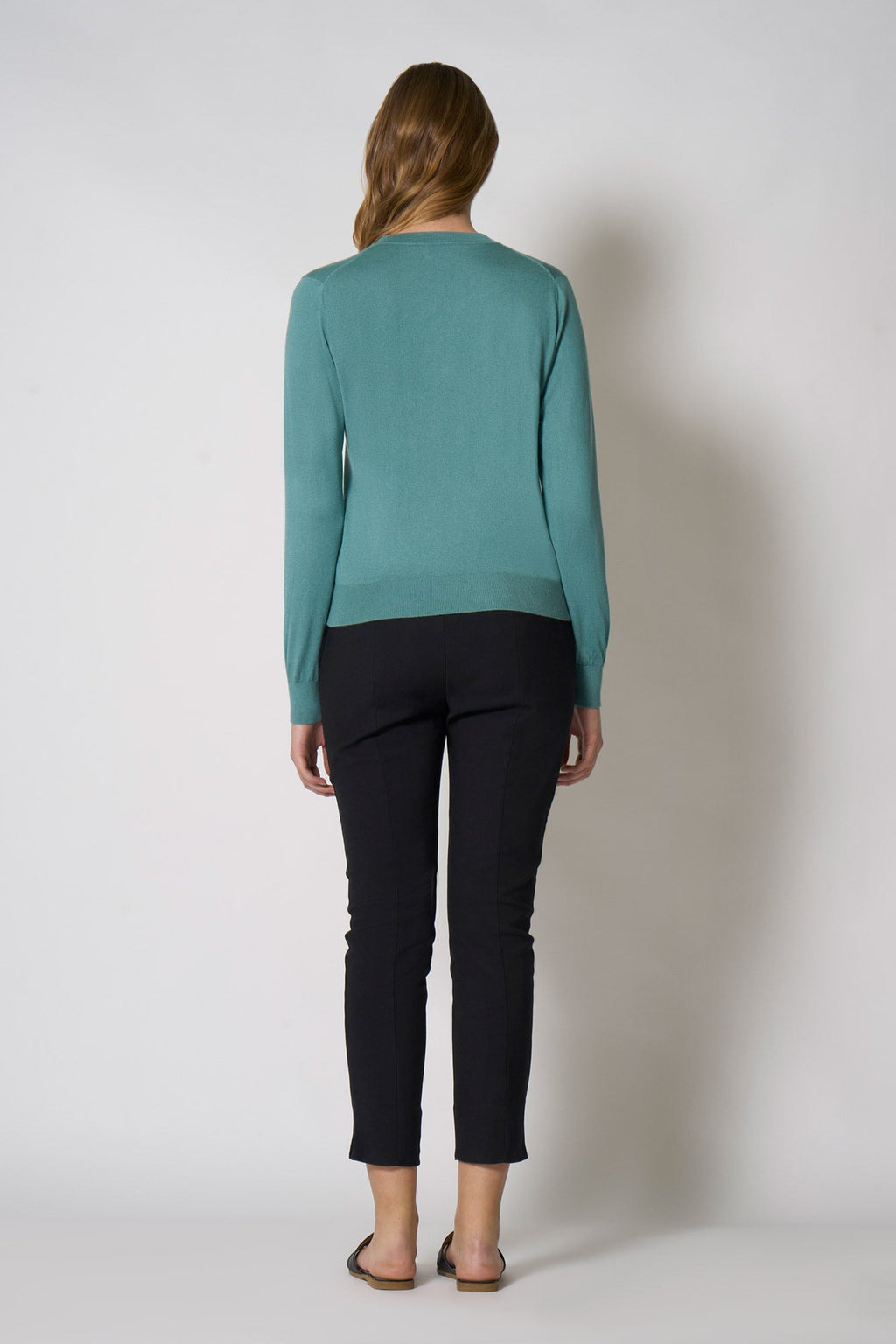 Maglia Scollo a V in Seta Cashmere Extrafine Lichene