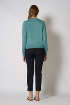 Maglia Scollo a V in Seta Cashmere Extrafine Lichene