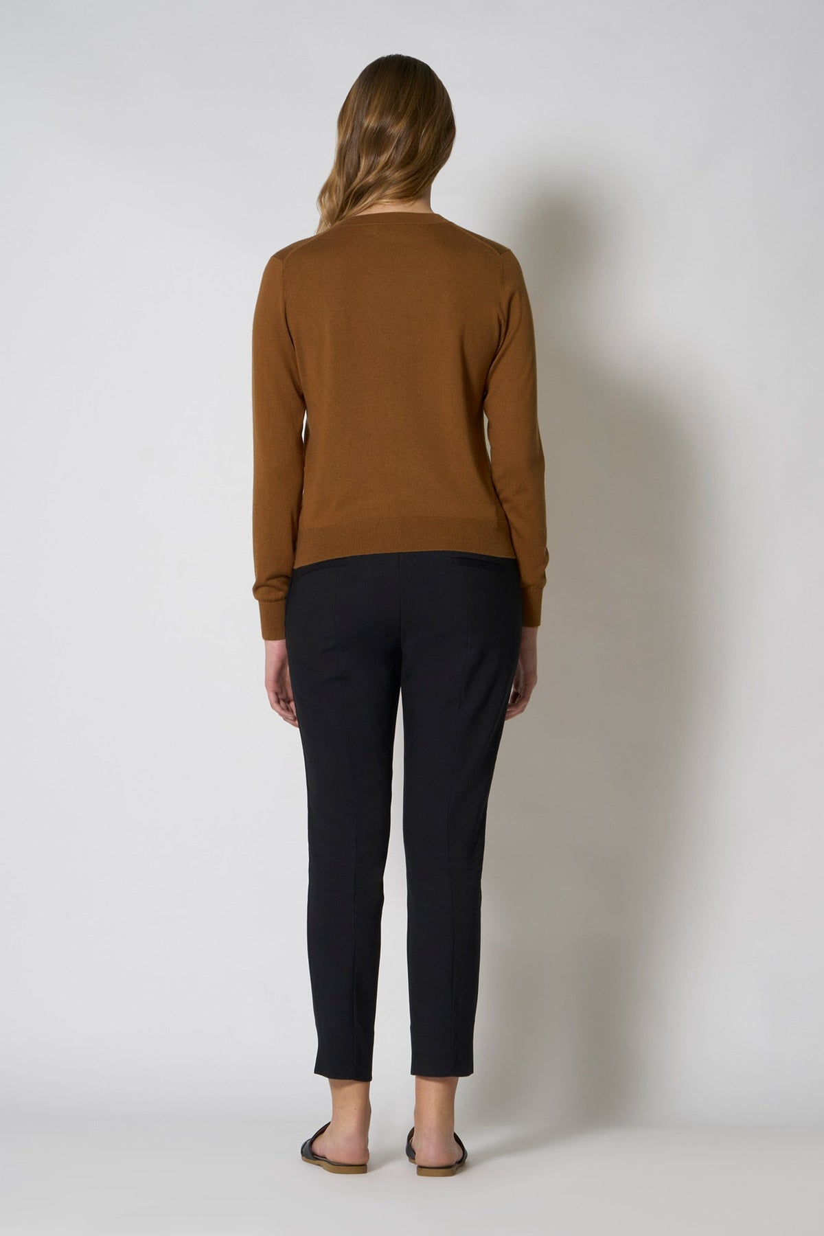 Maglia Scollo a V in Seta Cashmere Extrafine Terracotta