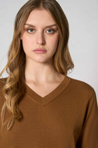 Maglia Scollo a V in Seta Cashmere Extrafine Terracotta