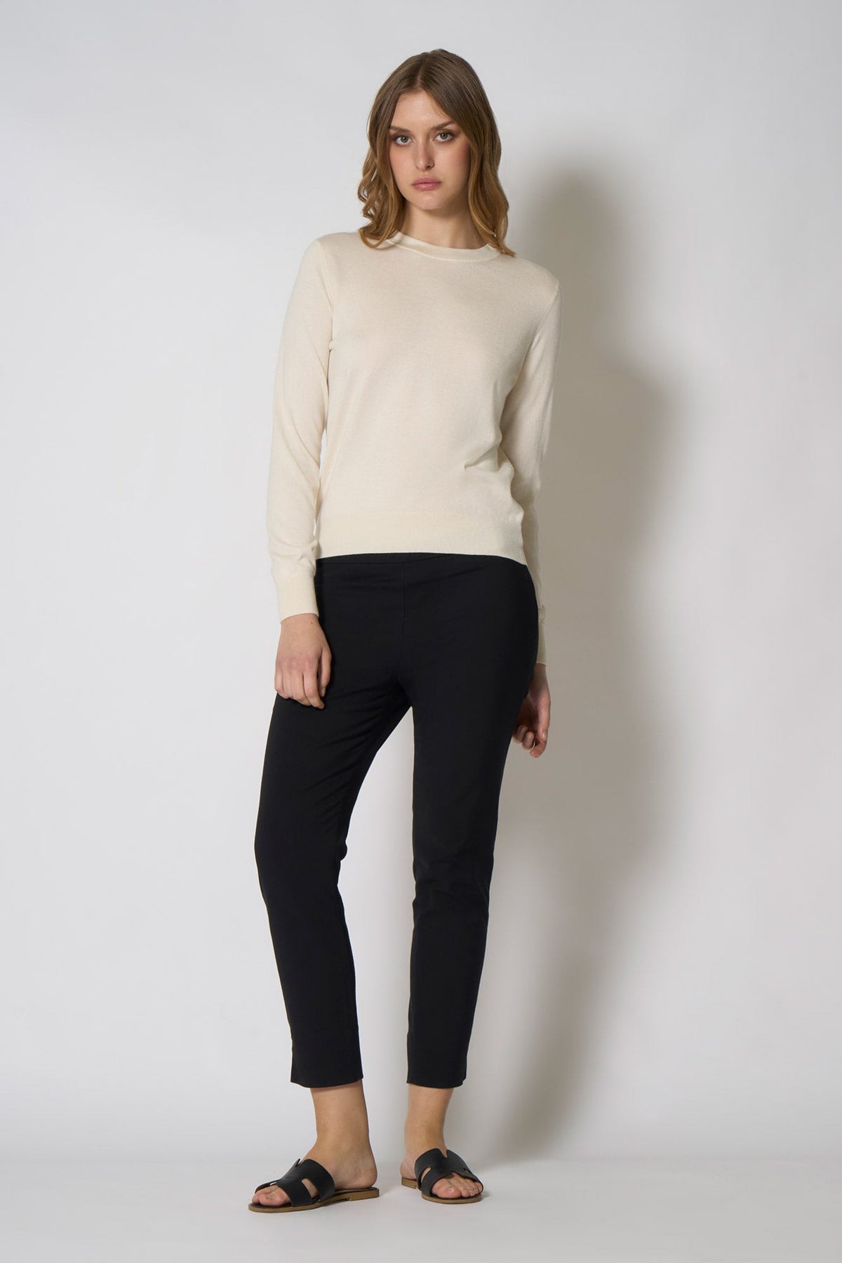 Maglia Girocollo in Seta Cashmere Extrafine Avorio