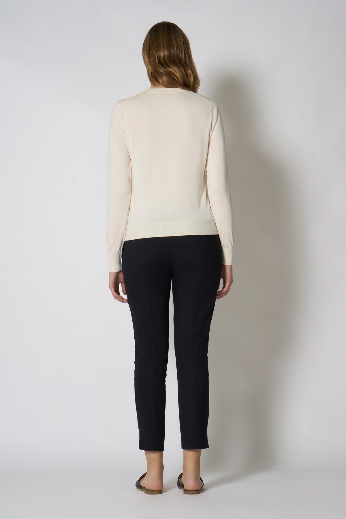 Maglia Girocollo in Seta Cashmere Extrafine Avorio