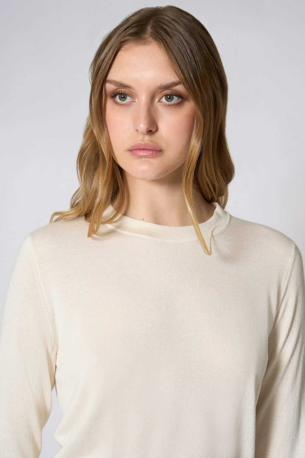 Maglia Girocollo in Seta Cashmere Extrafine Avorio