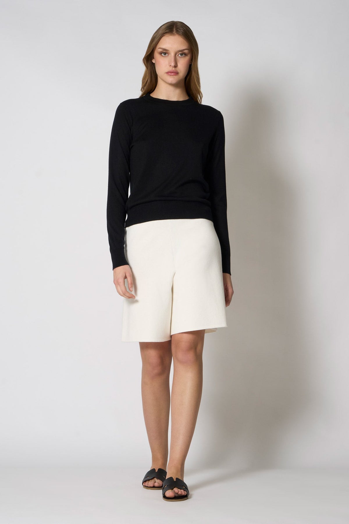Maglia Girocollo in Seta Cashmere Extrafine Nero