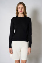 Maglia Girocollo in Seta Cashmere Extrafine Nero