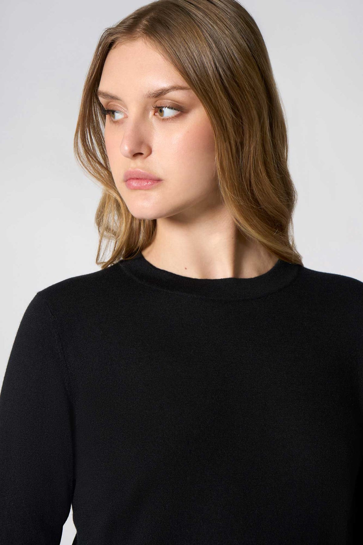 Maglia Girocollo in Seta Cashmere Extrafine Nero