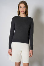 Maglia Girocollo in Seta Cashmere Extrafine Grigio