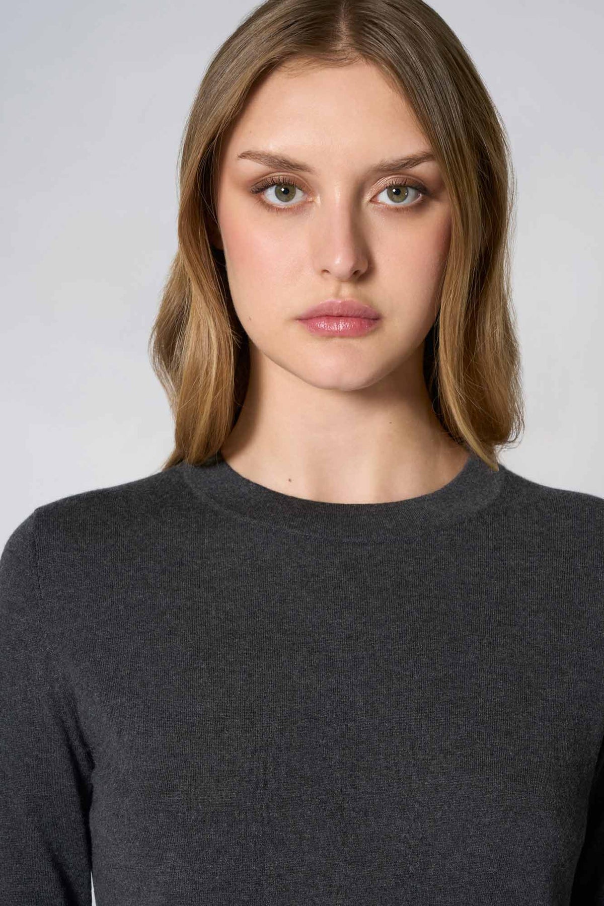 Maglia Girocollo in Seta Cashmere Extrafine Grigio