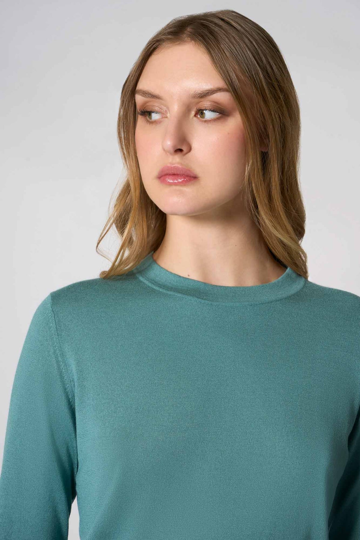 Maglia Girocollo in Seta Cashmere Extrafine Lichene