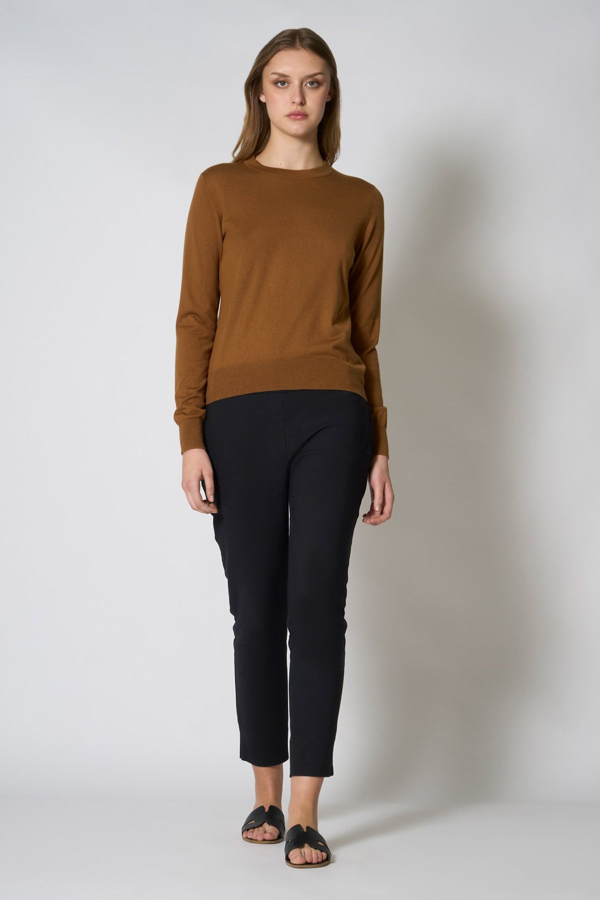 Maglia Girocollo in Seta Cashmere Extrafine Terracotta