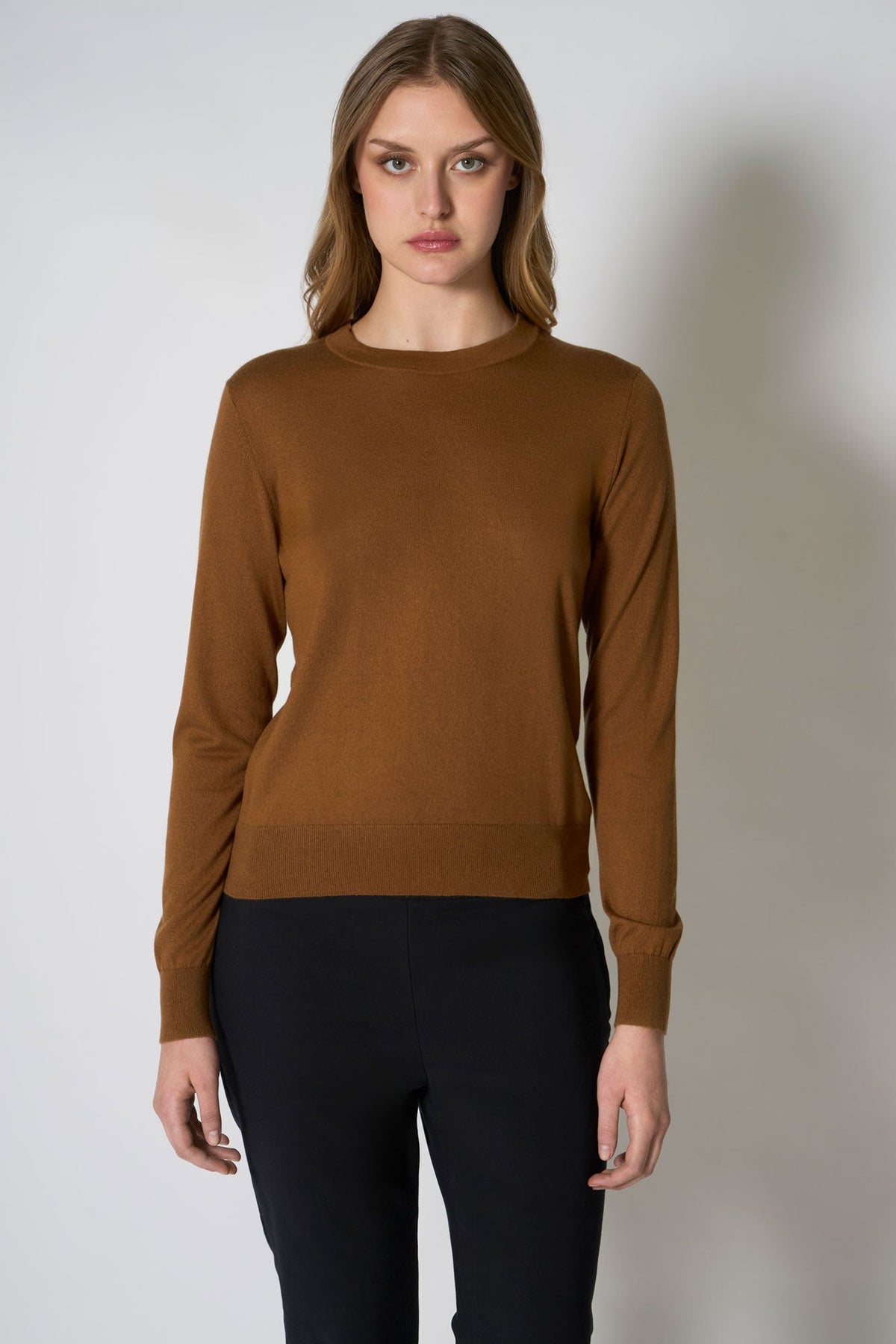 Maglia Girocollo in Seta Cashmere Extrafine Terracotta