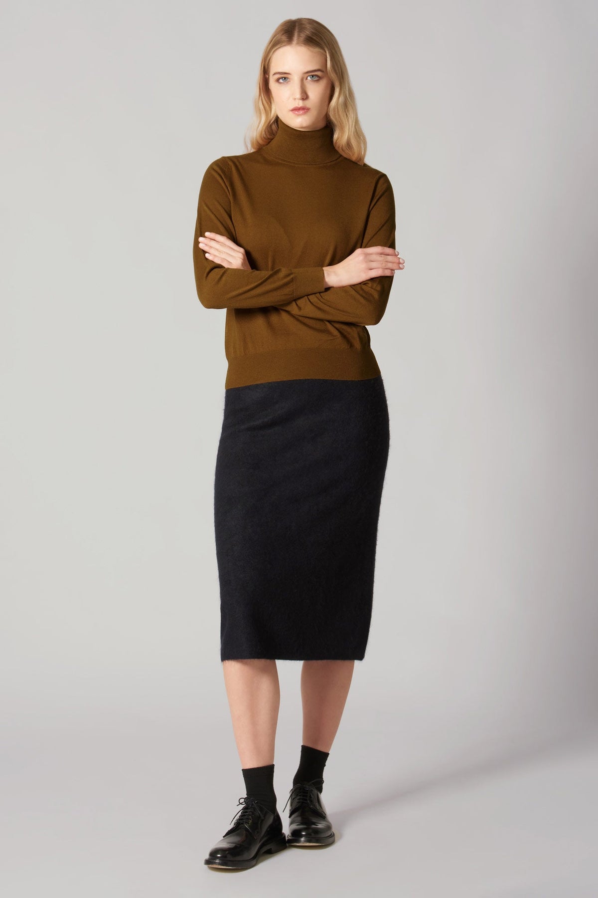Maglia Dolcevita in Seta Cashmere Extrafine Terracotta